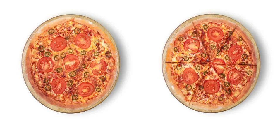 Six different pizza set for menu. Stock Photos