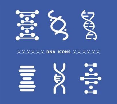 Six dna molecules structures set icons in blue background イラスト素材