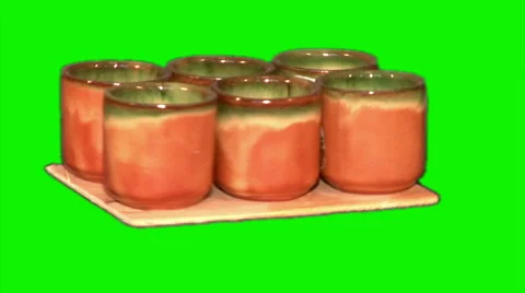 Six drinking glasses rotating Stock Footage 43735874