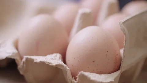 Six eggs in carton Stock Footage 85307232