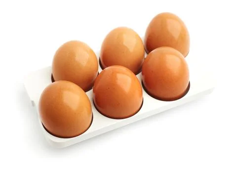 Six eggs in a tray Stock Photos