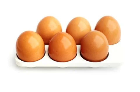 Six eggs in a tray Stock Photos