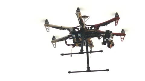 Six engine drone with a camera Stock Footage 52085537
