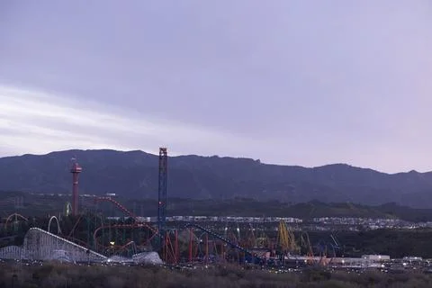 Six Flags Magic Mountain Night Stock Photos