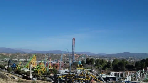 Six Flags Magic Mountain, Santa Clarita, California Stock Footage 231253629