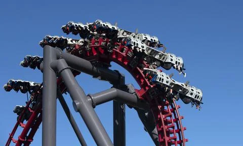 Six Flags Magic Mountain Six Flags Hurricane Harbor, X2 roller coaster Stock Photos