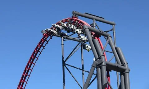 Six Flags Magic Mountain Six Flags Hurricane Harbor, X2 roller coaster Stock Photos
