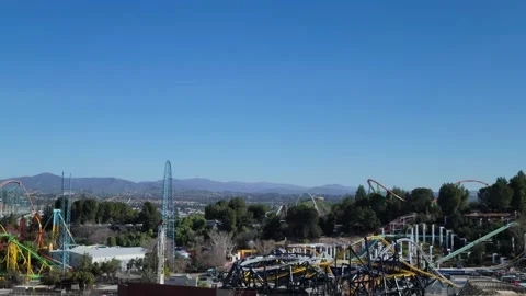 Six Flags Magic Mountain Theme Park Stock Footage 231171597