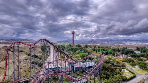 Six Flags Magic Mountain Time Lapse Stock Footage 255920239