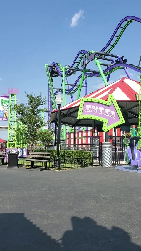 Six Flags Roller Coaster Stock Footage