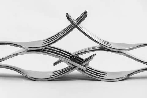 Six fork isolated on white background Foto stock