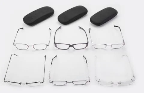 Six frames for dioptrical glasses plastic or metal or rimless Foto stock