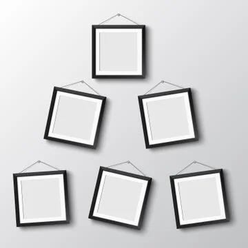 Six frames hang on wall Stockillustratie