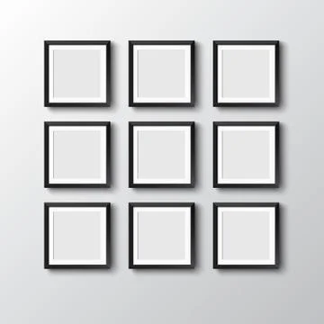 Six frames hang on wall Illustrazione stock