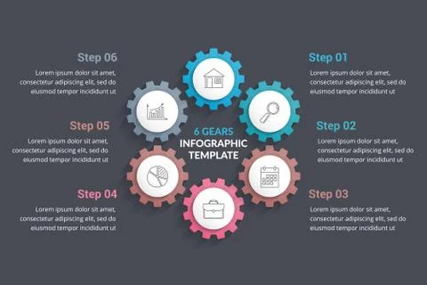 Six Gears Illustrazione stock