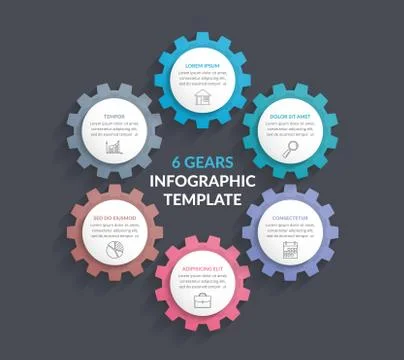 Six Gears Stock Illustration