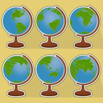 Six globes Stock Illustration