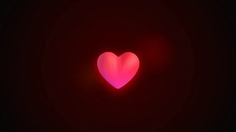 Six glowing 3d pink hearts floating on a dark background Stock Footage 346506686