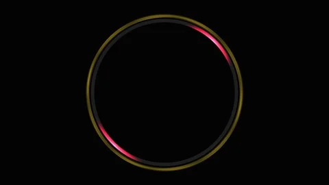 Six glowing abstract circles with light reflections on black background sea.. Stock Footage 343481692