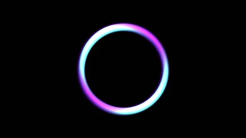Six glowing neon rings animate in sequence on a dark background with a subt.. Stock Footage 343481832