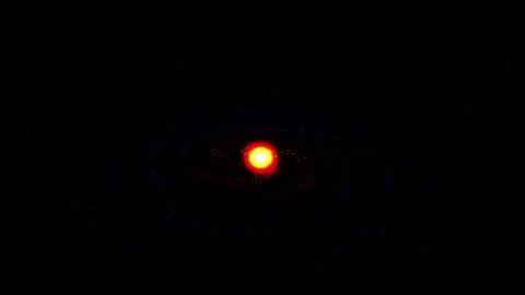 Six glowing orange bokeh points gently pulsing against a deep black backgroun Stock Footage 346532929