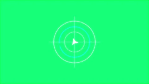 Six glowing reticles on green and black stripes during a digital scan Stock Footage 340942866