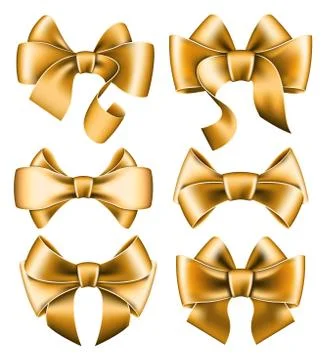 Six gold bows Stock Illustration