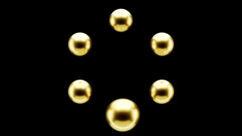 Six Gold Metaball Bubbles Seamless Loop on Black Background Stock Footage 341164849