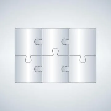 Six Grey Piece Flat Puzzle Infographic Presentation. Rectangle Business Diagram. Stock Illustration