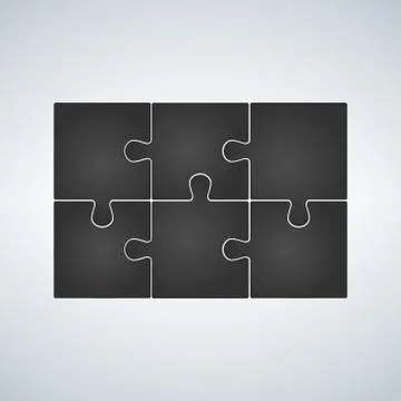 Six Grey Piece Flat Puzzle Infographic Presentation. Rectangle Business Diagram. 스톡 일러스트