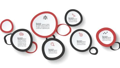 Six handle circles infographics. Stock Illustration