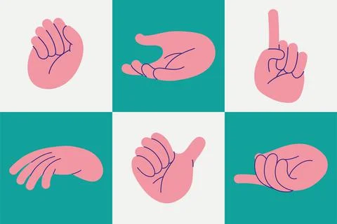 Six hands gestures Stock Illustration
