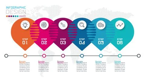Six harmonious circle infographics. Stock Illustration