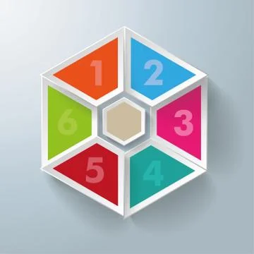 Six hexagon triangles with centre Stock Illustration