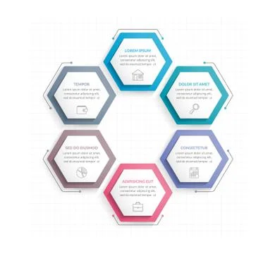 Six Hexagons Stock Illustration