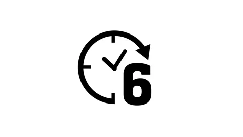 Six hours duration animation clock time schedule countdown motion Stock Footage 330540511