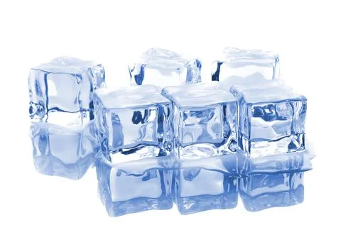 Six ice cubes with reflection Stock Photos
