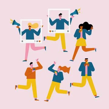 Six influencers characters Stock Illustration