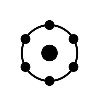 Six ion or electron logo illustration. Total 6 ion count. Stock Illustration