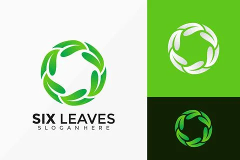 Six Leaf Logo Design. Creative Idea logos designs Vector illustration templat Stock Illustration