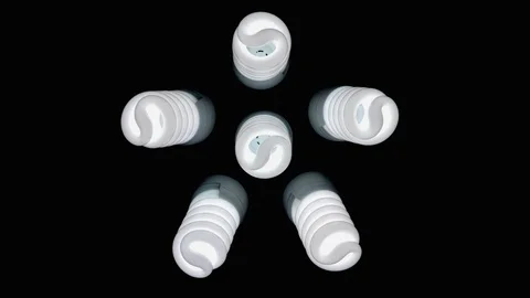 Six light bulbs in the form of a man on a dark background Stock Footage 102514818