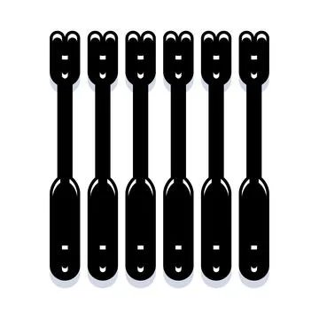 Six long vertical black tool icons in minimalist pattern Stock Illustration