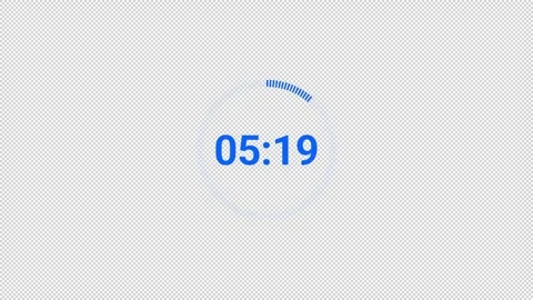 Six minutes countdown timer animation in sixty seconds with alpha channel Stock Footage 344888073