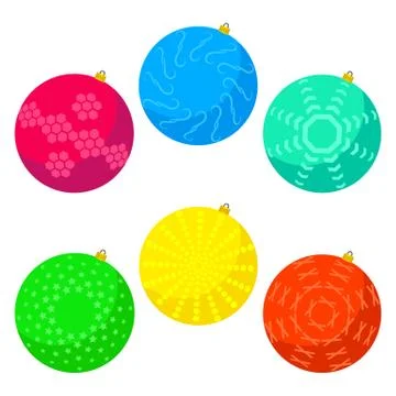 Six multi colored Christmas balls Stock Illustration