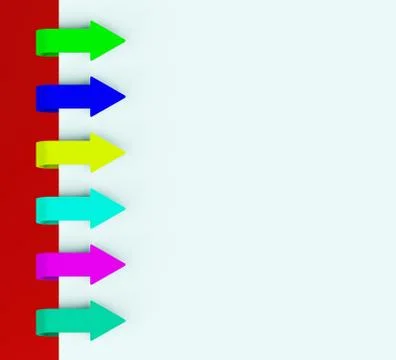 Six Multicolored Arrow Tabs Over Paper For Menu List 3d Rendering Ilustración de archivo