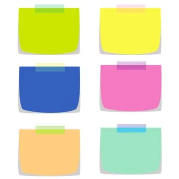Six note papers in multiple colors vector Stock Illustration