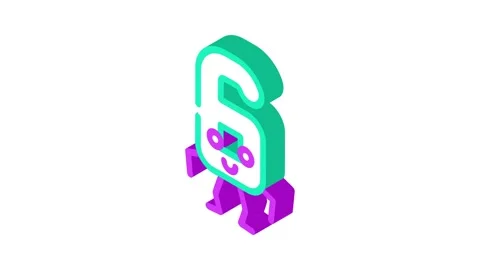 Six number character isometric icon animation Stock Footage 327295472