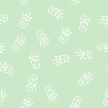Six number character line vector seamless pattern Stock Illustration