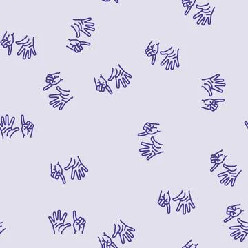 Six number hand gesture line seamless pattern Illustrazione stock