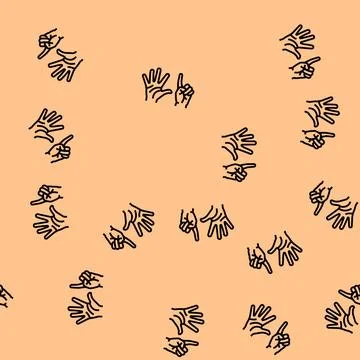 Six number hand gesture vector seamless pattern Stock Illustration